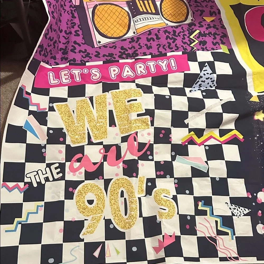 90s Party Backdrop with Retro Design